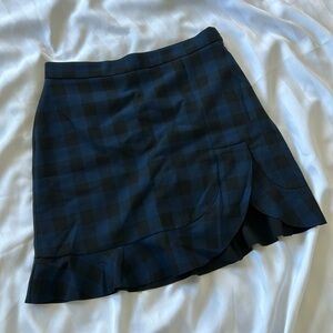 Zara checkered navy blue and black skirt